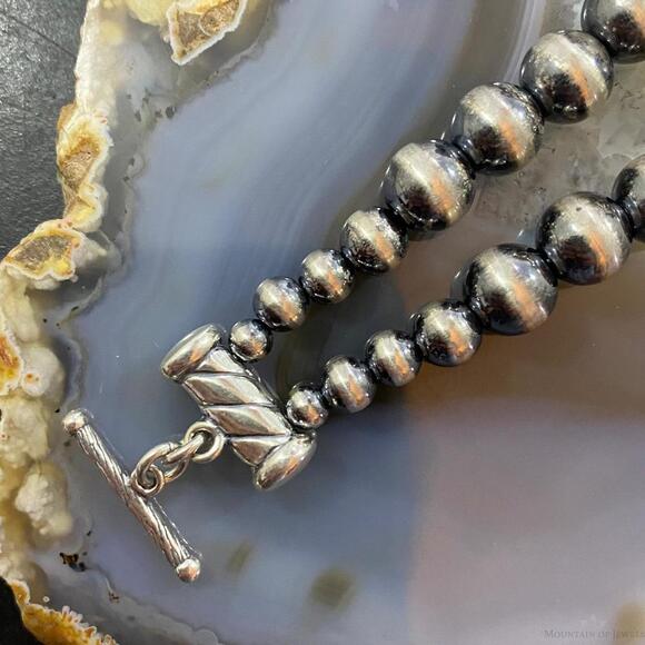 Carolyn Pollack Sterling Navajo Pearl Bead 3 Denim Lapis Link Bracelet For Women - Picture 5 of 10